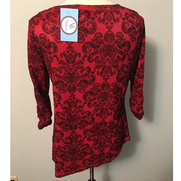 Women’s Dark Red and Black Blouse - Picture 2 of 4